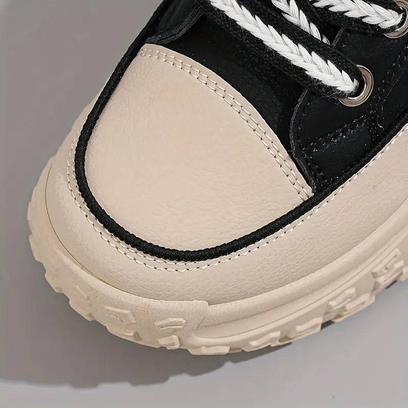Plain Color Lace-Up Women's Platform Sneakers