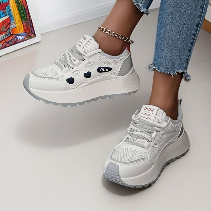 Mesh-Sneaker mit hoher Sohle, 3 Farboptionen, 5 cm Absatz, bequeme und stylische Freizeitschuhe