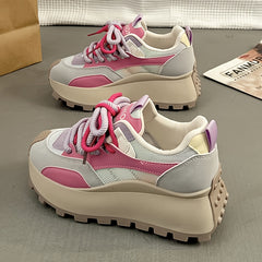 Women's Platform Sneakers - 5 cm Heel - Spring &amp; Summer Breathable Model - 3 Color Options