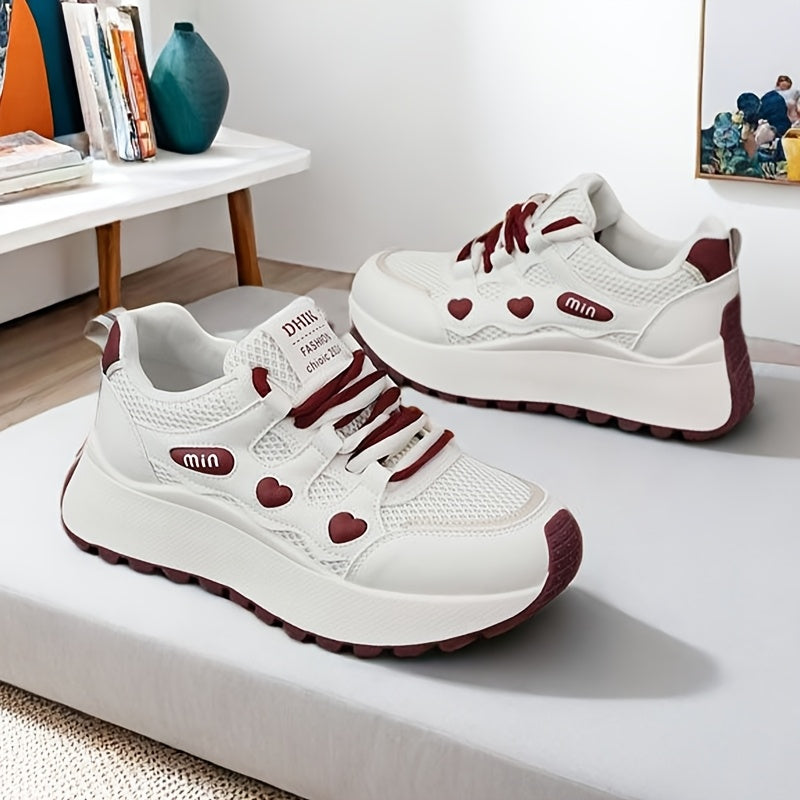 Mesh-Sneaker mit hoher Sohle, 3 Farboptionen, 5 cm Absatz, bequeme und stylische Freizeitschuhe