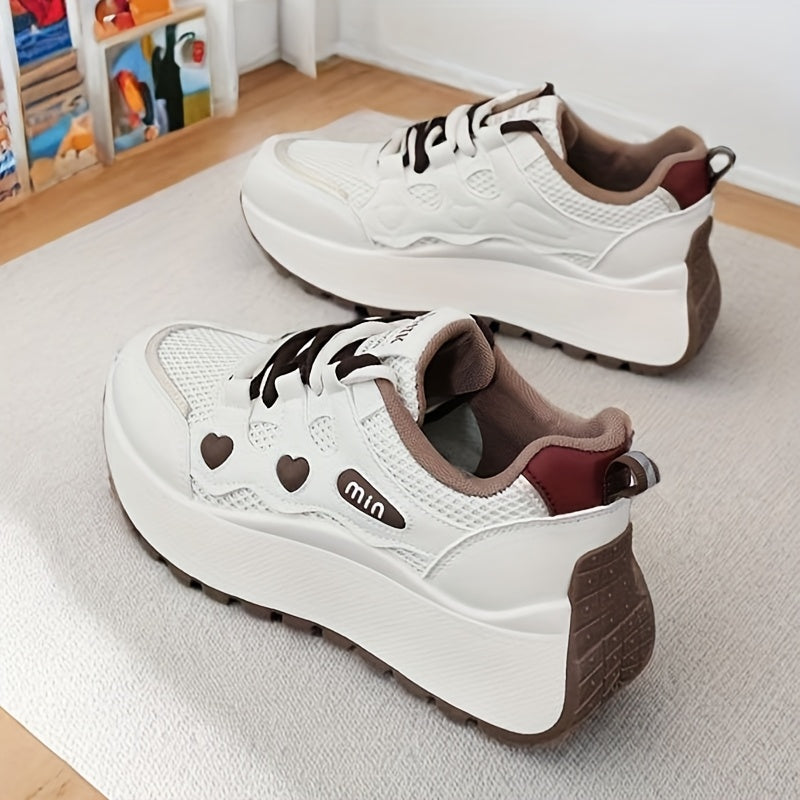 Mesh-Sneaker mit hoher Sohle, 3 Farboptionen, 5 cm Absatz, bequeme und stylische Freizeitschuhe