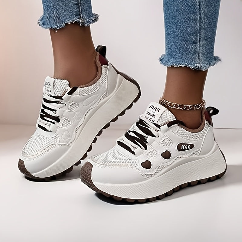 Mesh-Sneaker mit hoher Sohle, 3 Farboptionen, 5 cm Absatz, bequeme und stylische Freizeitschuhe