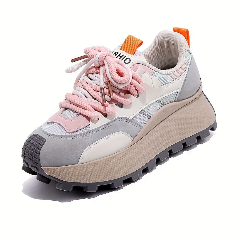 Women's Platform Sneakers - 5 cm Heel - Spring &amp; Summer Breathable Model - 3 Color Options