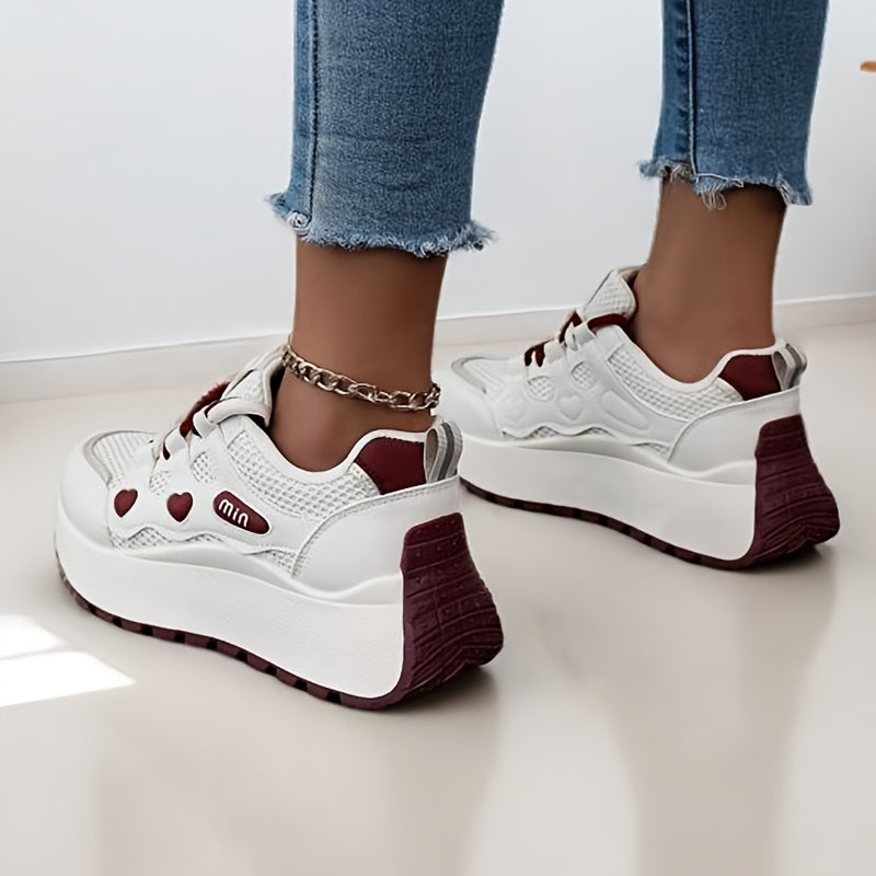 Mesh-Sneaker mit hoher Sohle, 3 Farboptionen, 5 cm Absatz, bequeme und stylische Freizeitschuhe