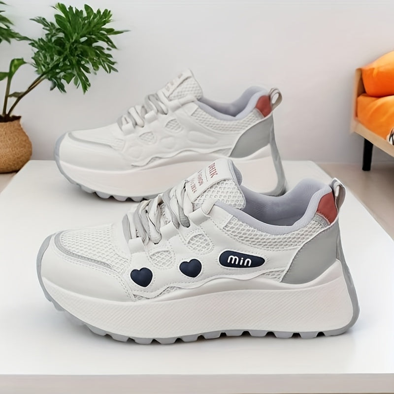 Mesh-Sneaker mit hoher Sohle, 3 Farboptionen, 5 cm Absatz, bequeme und stylische Freizeitschuhe