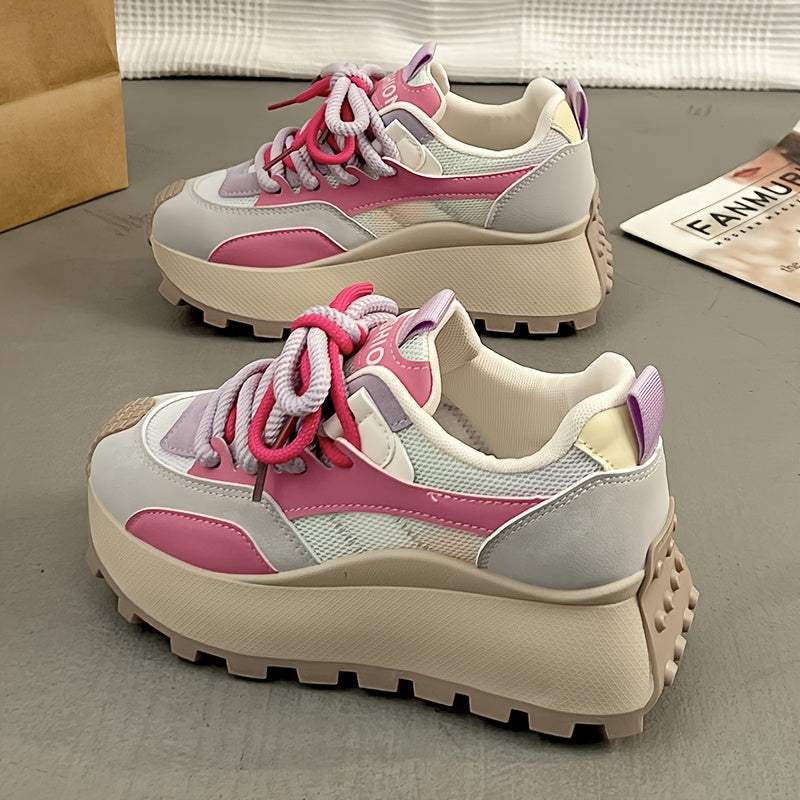 Women's Platform Sneakers - 5 cm Heel - Spring &amp; Summer Breathable Model - 3 Color Options