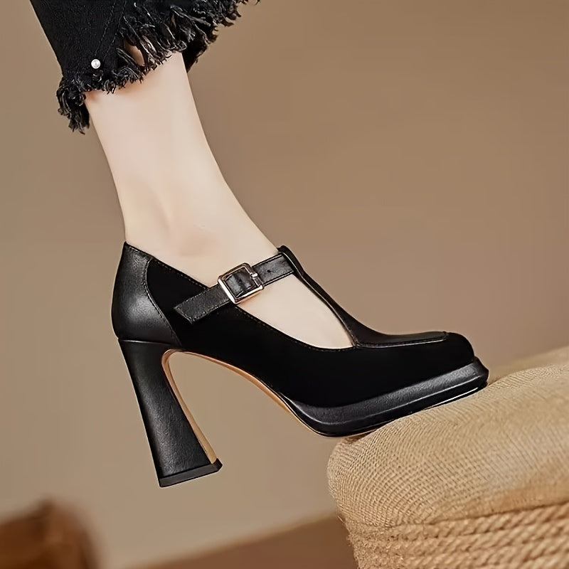 Kadın Topuklu Ayakkabı, Retro Mary Jane Modeli, Platform Topuklu Ayakkabı