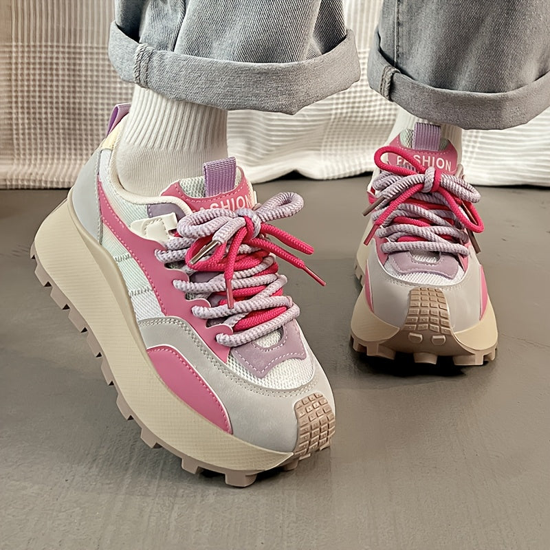 Women's Platform Sneakers - 5 cm Heel - Spring &amp; Summer Breathable Model - 3 Color Options