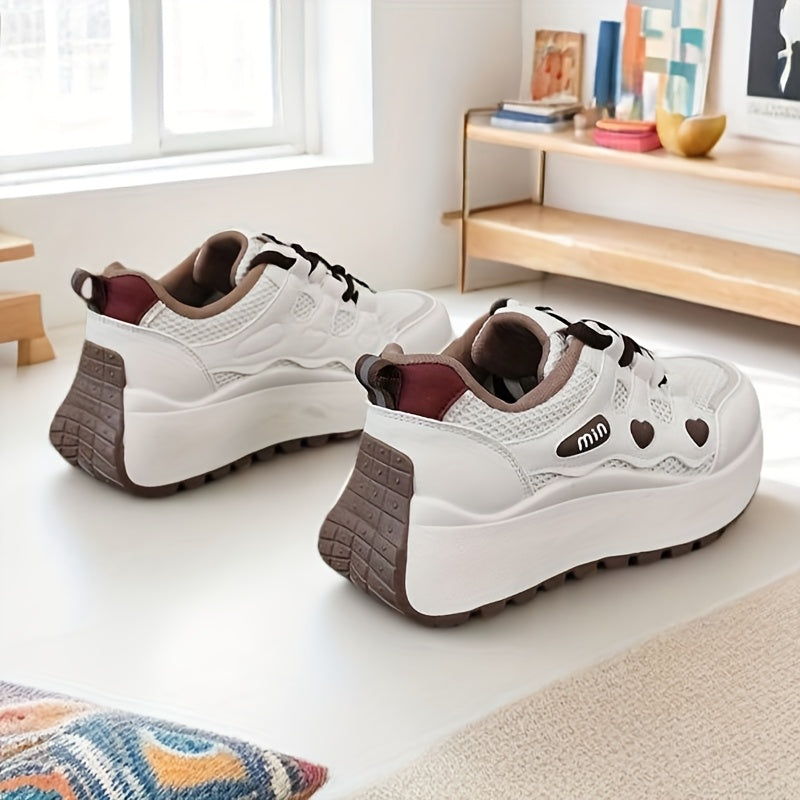 Mesh-Sneaker mit hoher Sohle, 3 Farboptionen, 5 cm Absatz, bequeme und stylische Freizeitschuhe