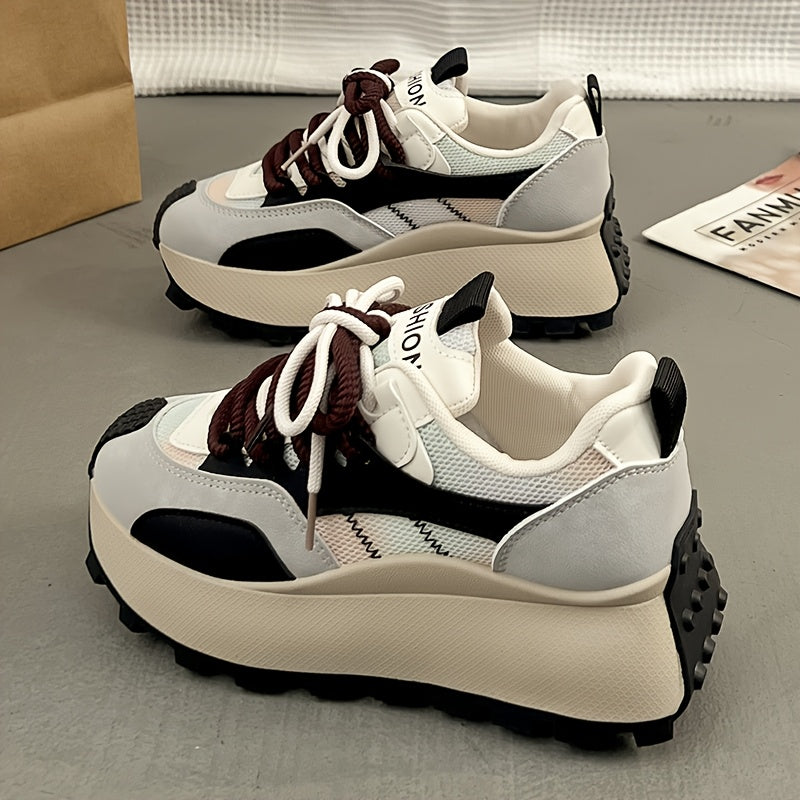 Women's Platform Sneakers - 5 cm Heel - Spring &amp; Summer Breathable Model - 3 Color Options