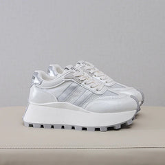 Parıltıyla Yüksel: 6 CM Platform Sneaker – Gümüş & Pembe Seçenekli