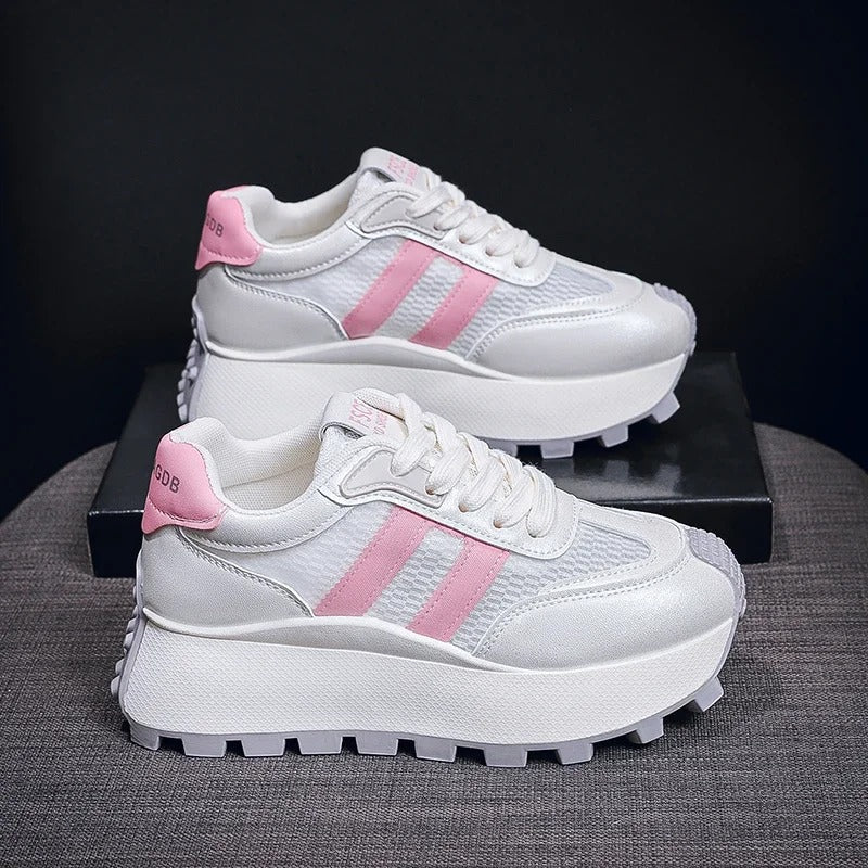 Parıltıyla Yüksel: 6 CM Platform Sneaker – Gümüş & Pembe Seçenekli