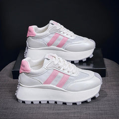 Parıltıyla Yüksel: 6 CM Platform Sneaker – Gümüş & Pembe Seçenekli