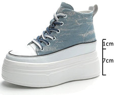 Klasik Stil, Dev Platform! 8cm Yüksek Tabanlı Bilekli Sneaker Stoklarda