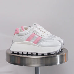 Parıltıyla Yüksel: 6 CM Platform Sneaker – Gümüş & Pembe Seçenekli