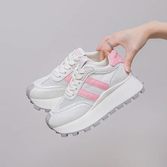Parıltıyla Yüksel: 6 CM Platform Sneaker – Gümüş & Pembe Seçenekli
