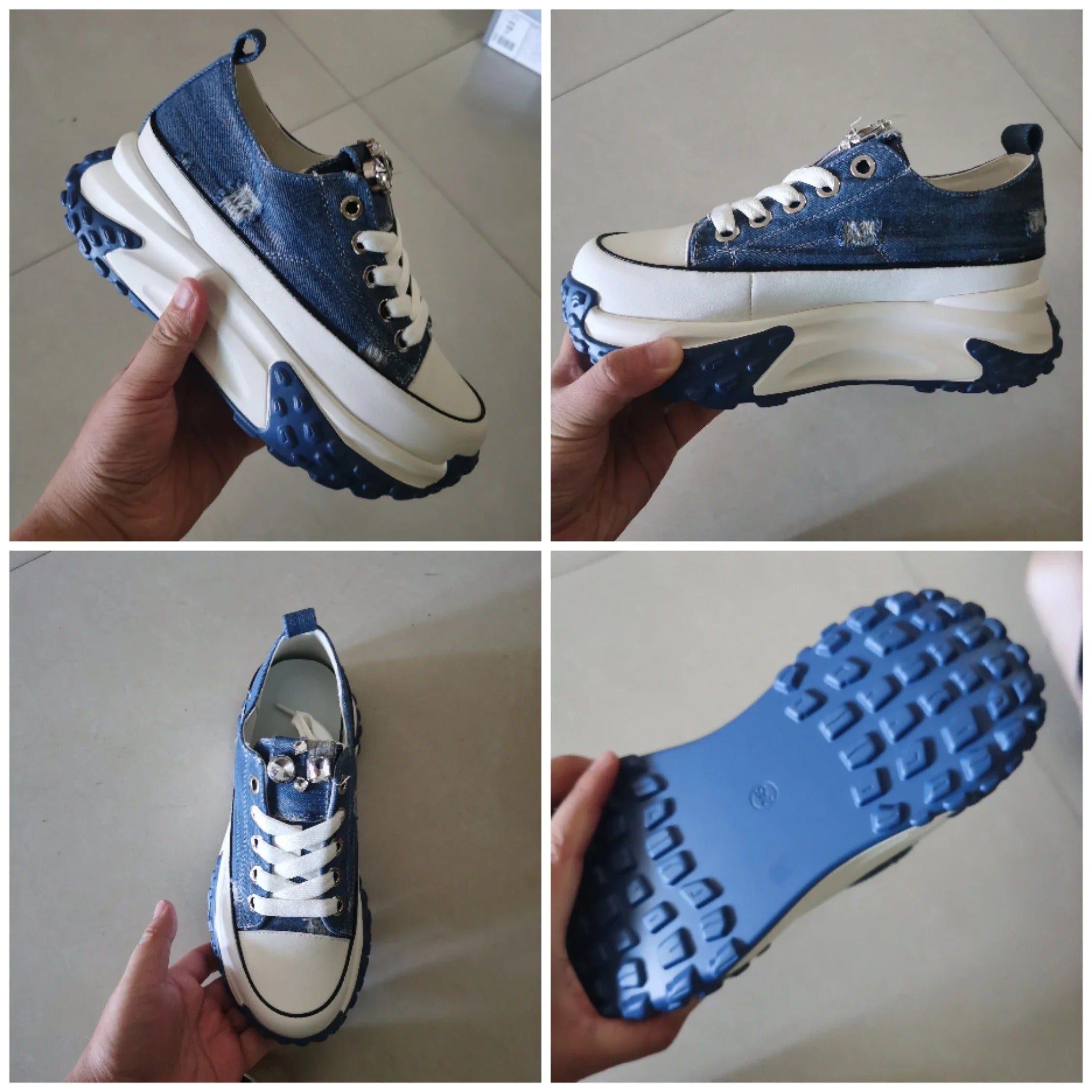 Denim Women's Platform Sneakers 6 CM Thick Sole Trendy and Comfortable Sneakers