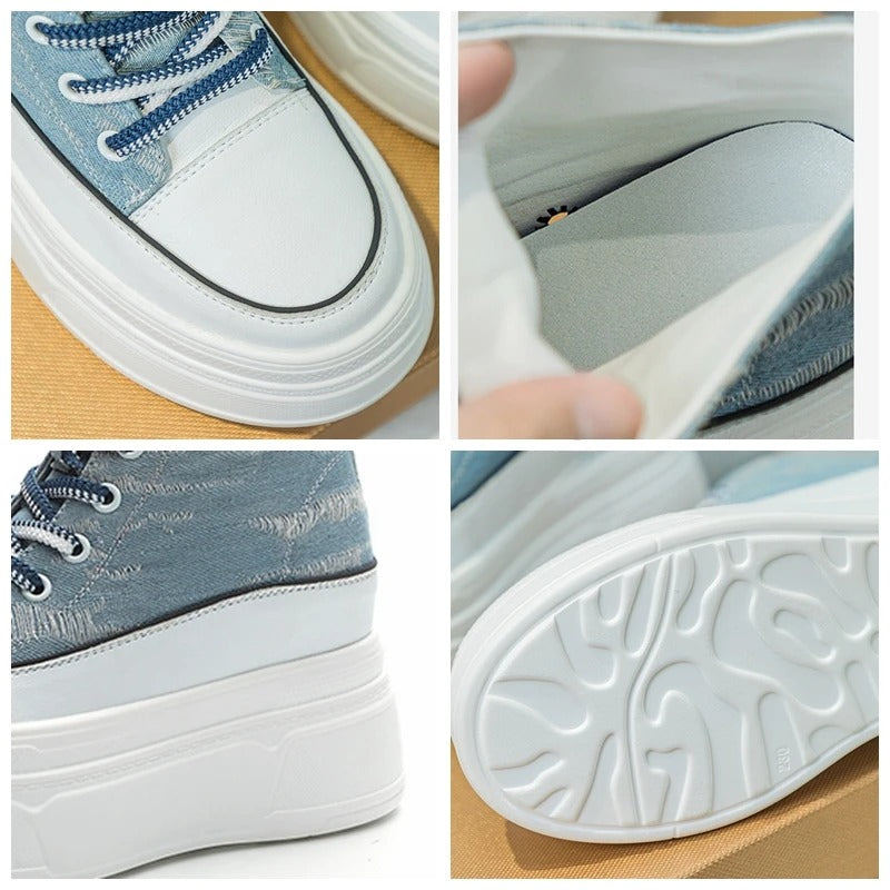 Klasik Stil, Dev Platform! 8cm Yüksek Tabanlı Bilekli Sneaker Stoklarda
