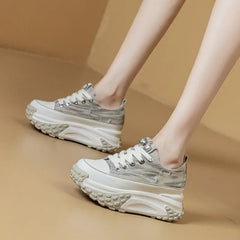 Denim Women's Platform Sneakers 6 CM Thick Sole Trendy and Comfortable Sneakers