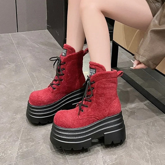 10 cm Platform Kadın Bot - Sonbahar Kış Gizli Topuklu Model