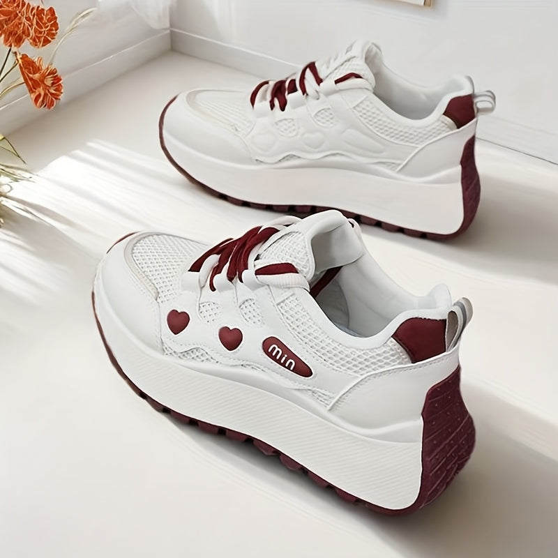 Mesh-Sneaker mit hoher Sohle, 3 Farboptionen, 5 cm Absatz, bequeme und stylische Freizeitschuhe